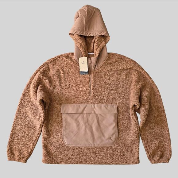 Air Jordan Flight Sherpa 1/2 Zip Pullover Hoodie Men's Size Large L FV7452-223 - Picture 1 of 13